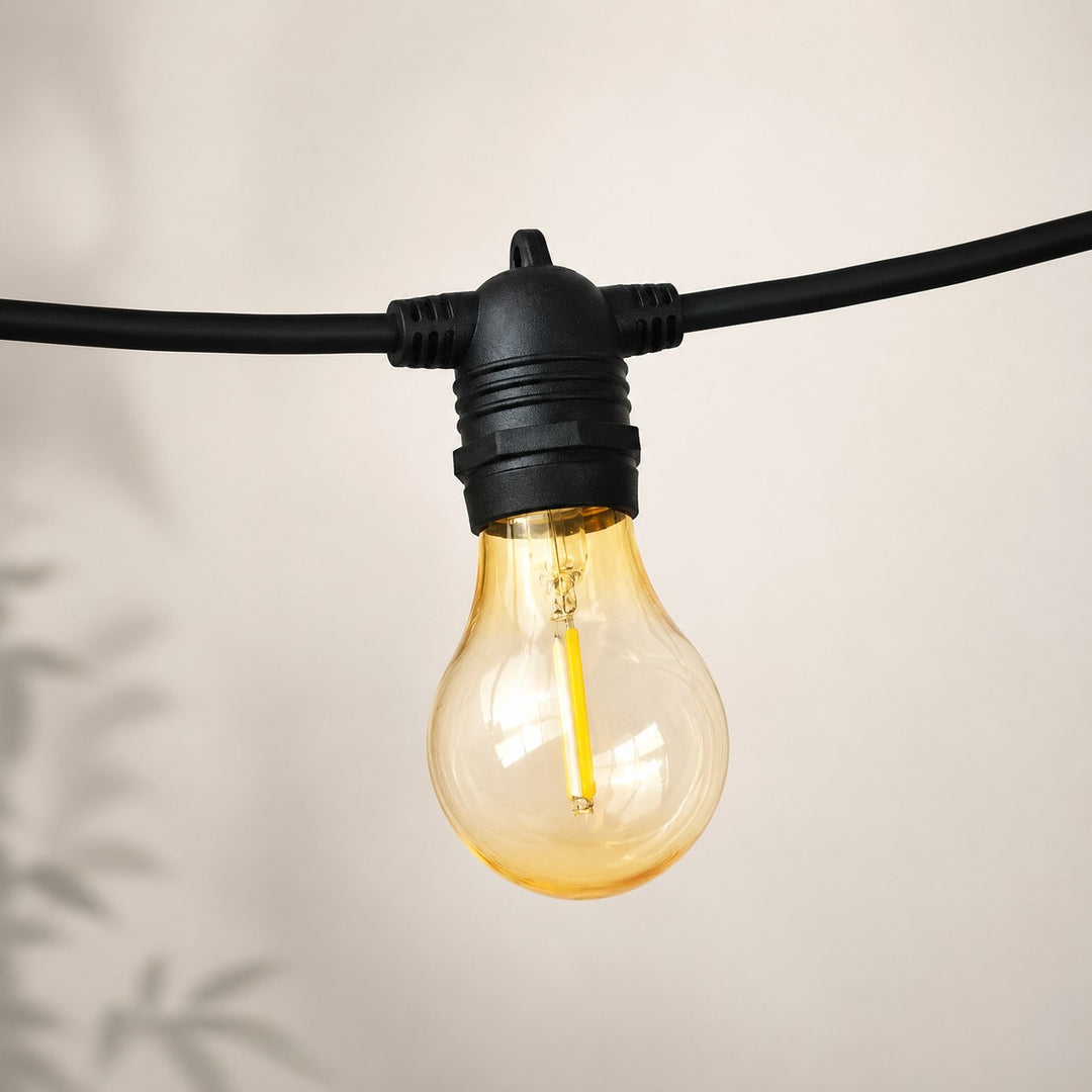 A60 Amber Bulb | 10m 10 Bulbs | Flush Mount Dimmable Festoon Lights