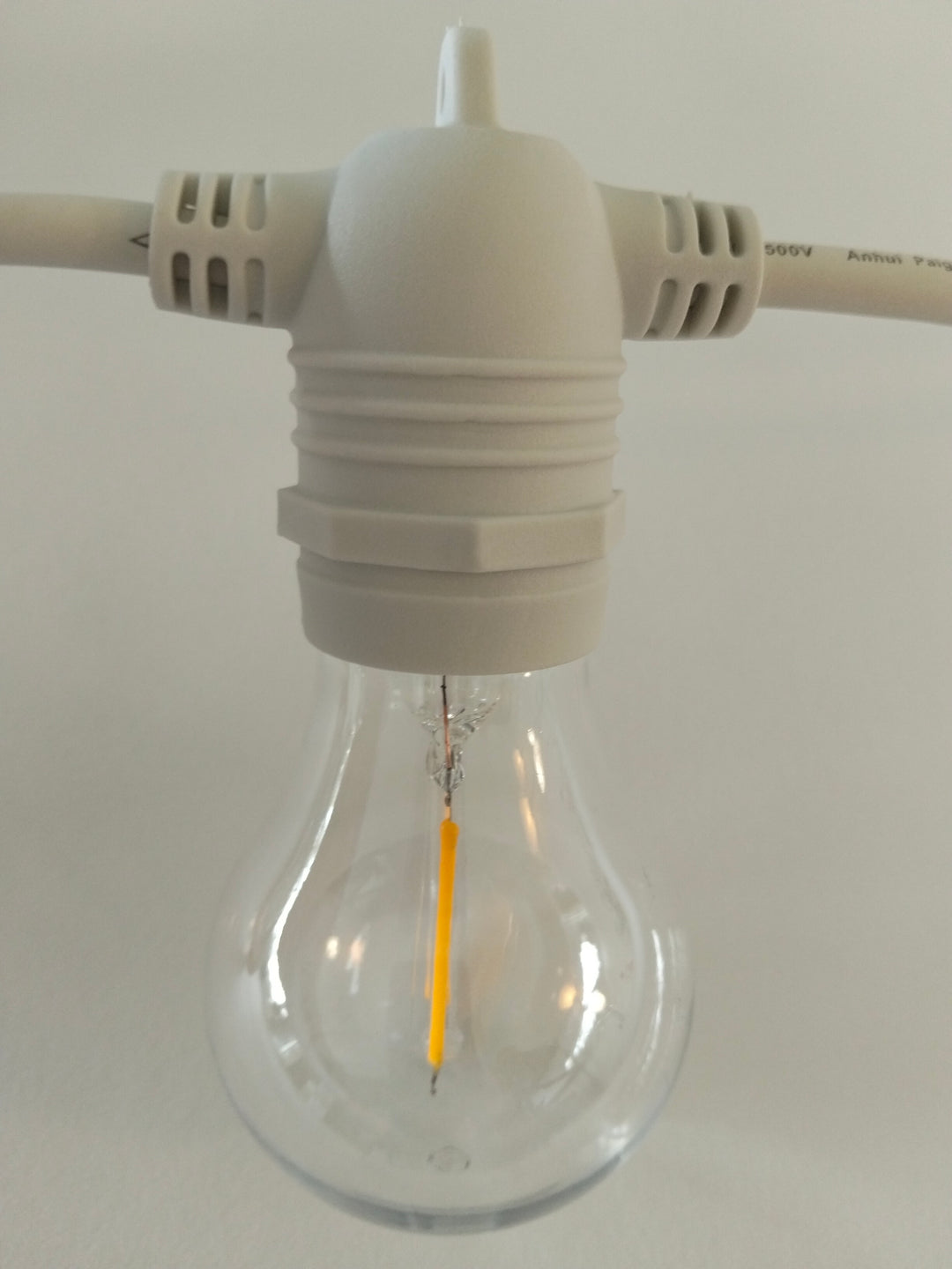 A60 Clear Bulb White Cable | 10m 10 Bulbs | Flush Mount Dimmable Festoon Lights