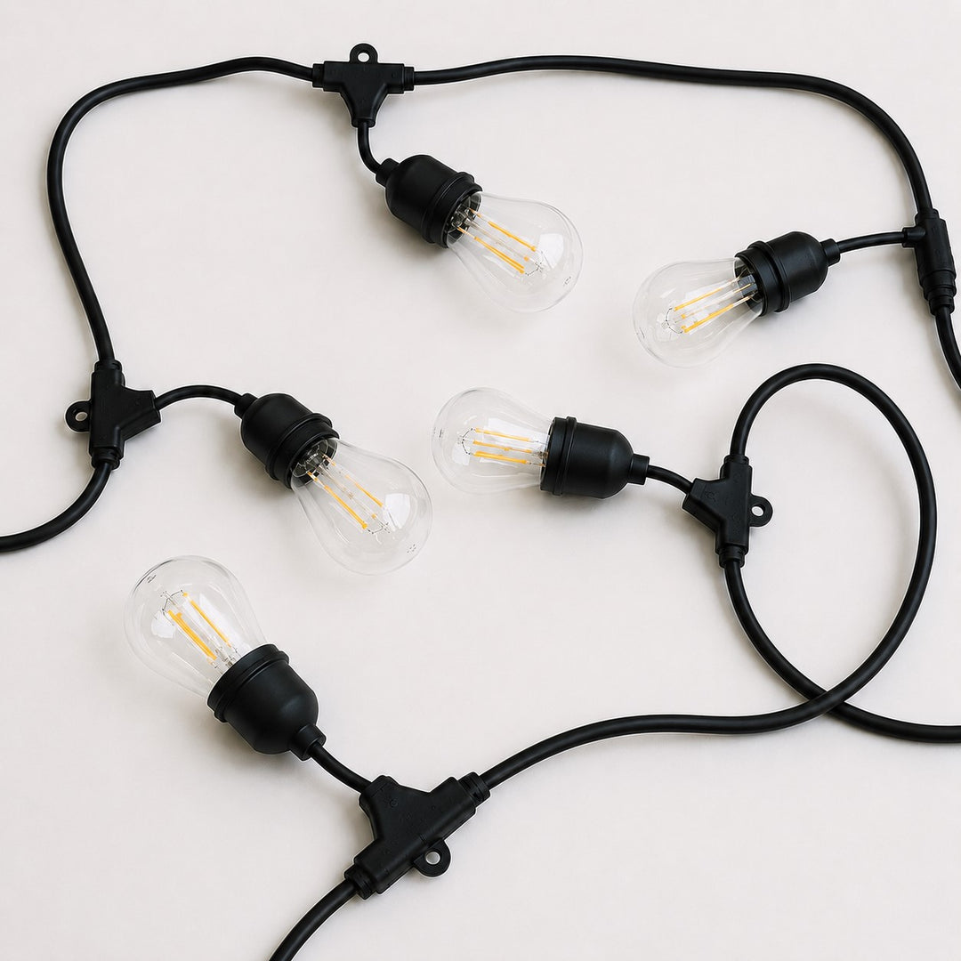 A60 Clear Bulb | 5m 10 Bulbs | Drop Hang Dimmable Festoon Lights