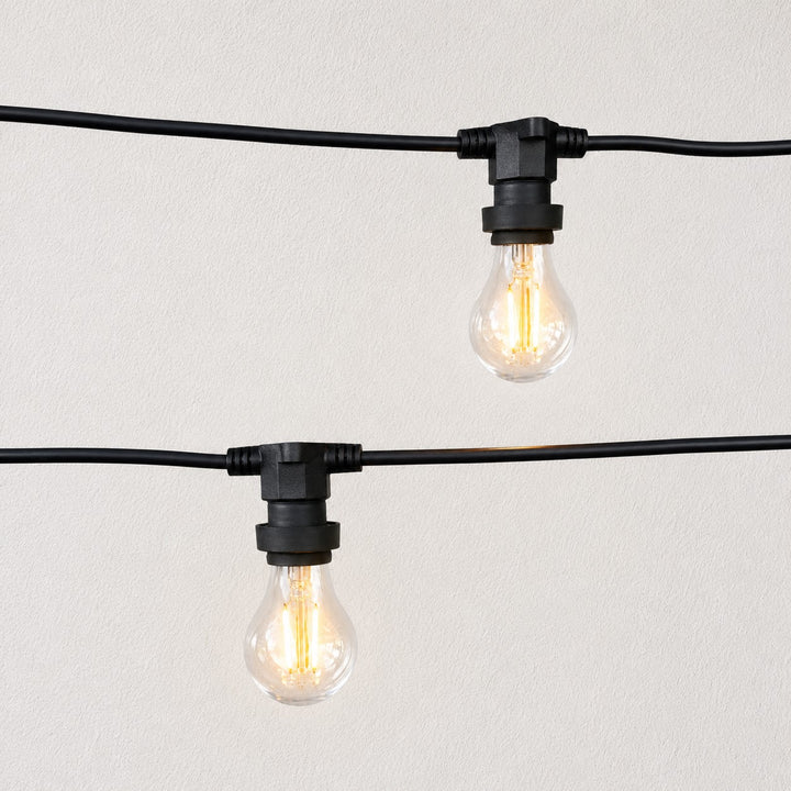 A60 Clear Bulb Festoon Lights | 10m 10 Bulbs | Flat Flush Mount