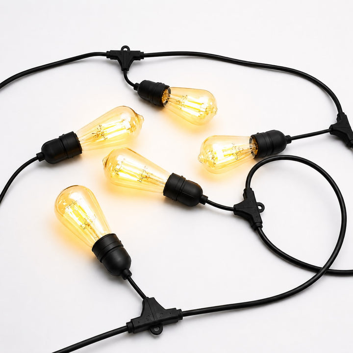 ST58 Amber Bulb | 10m 10 Bulbs | Drop Hang Dimmable Festoon Lights