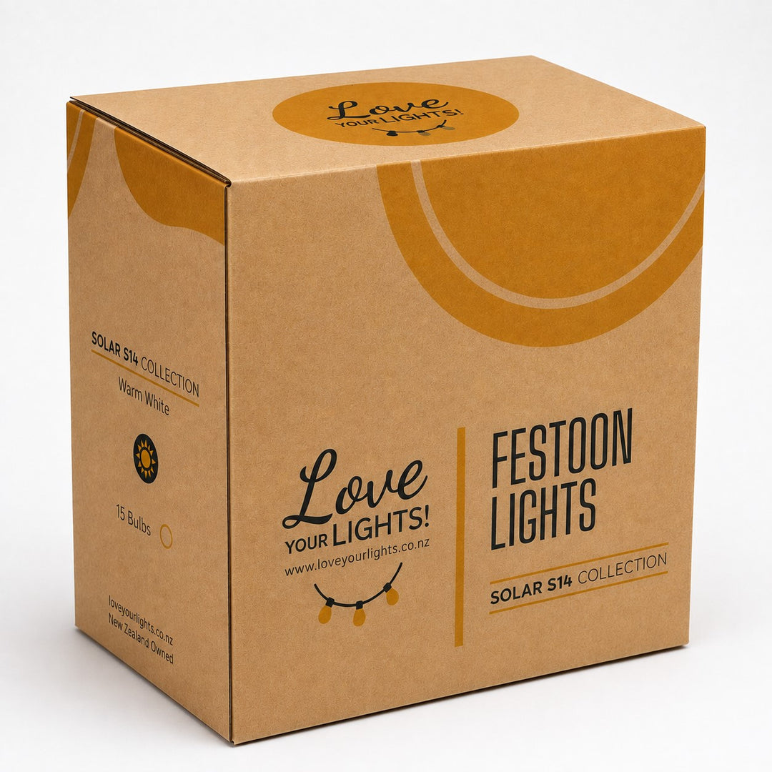 Solar S14 Festoon Lights | Drop Hang Style | 14.7m 15 Bulbs