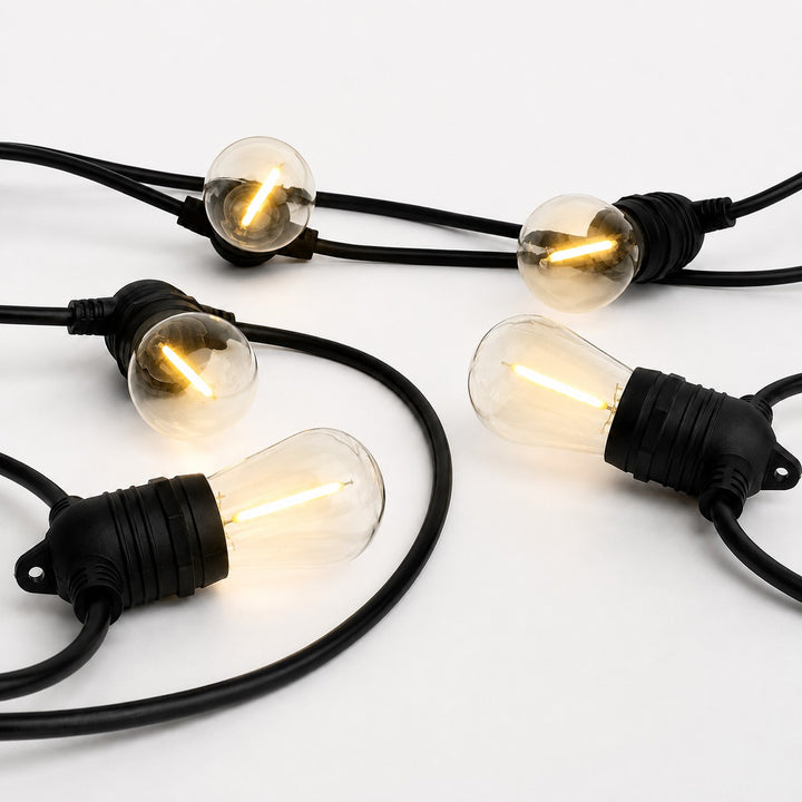 Solar S14 Festoon Lights | Flush Mount Style | 14.7m 15 Bulbs