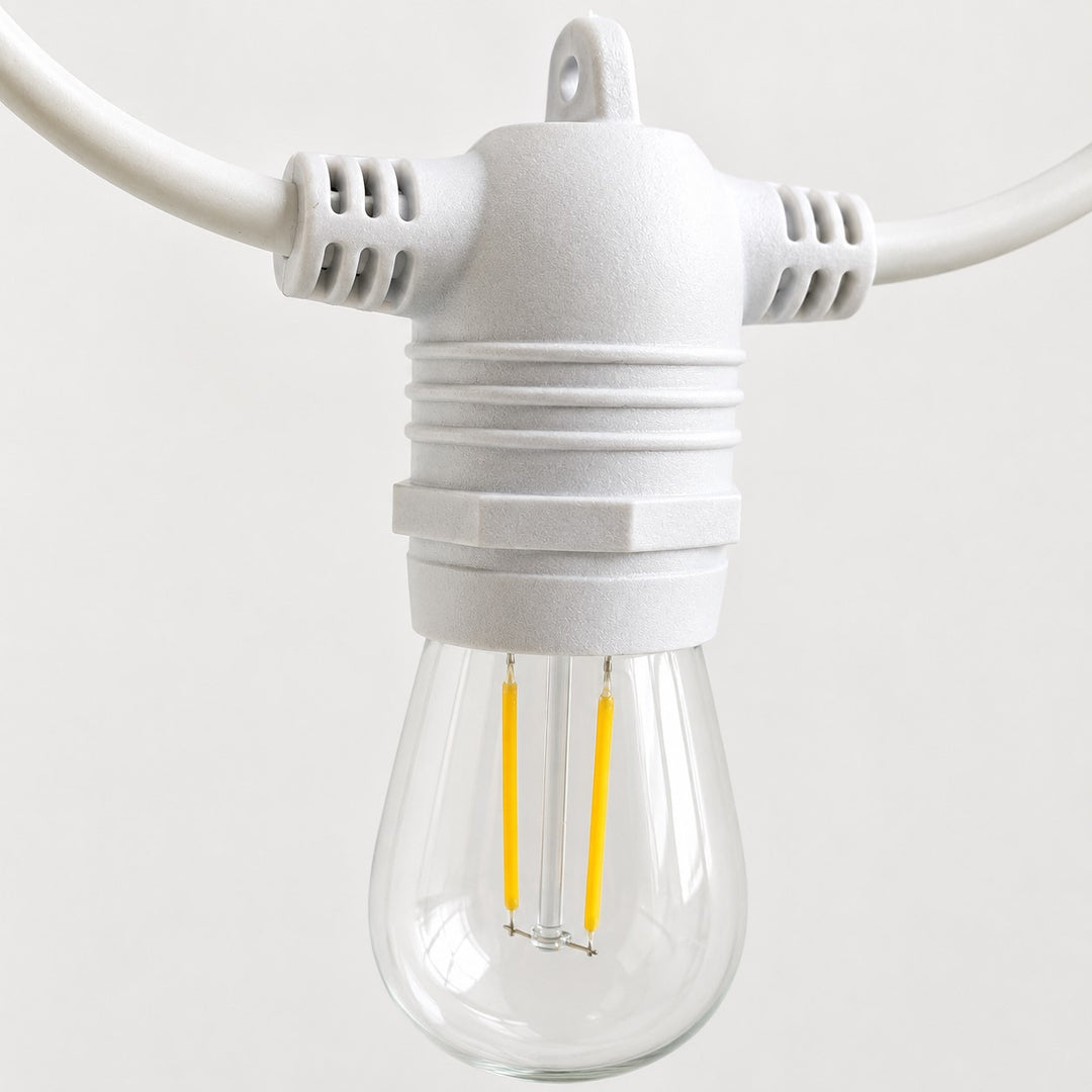 S14 Clear Bulb White Cable | 10m 10 Bulbs | Flush Mount Dimmable Festoon Lights
