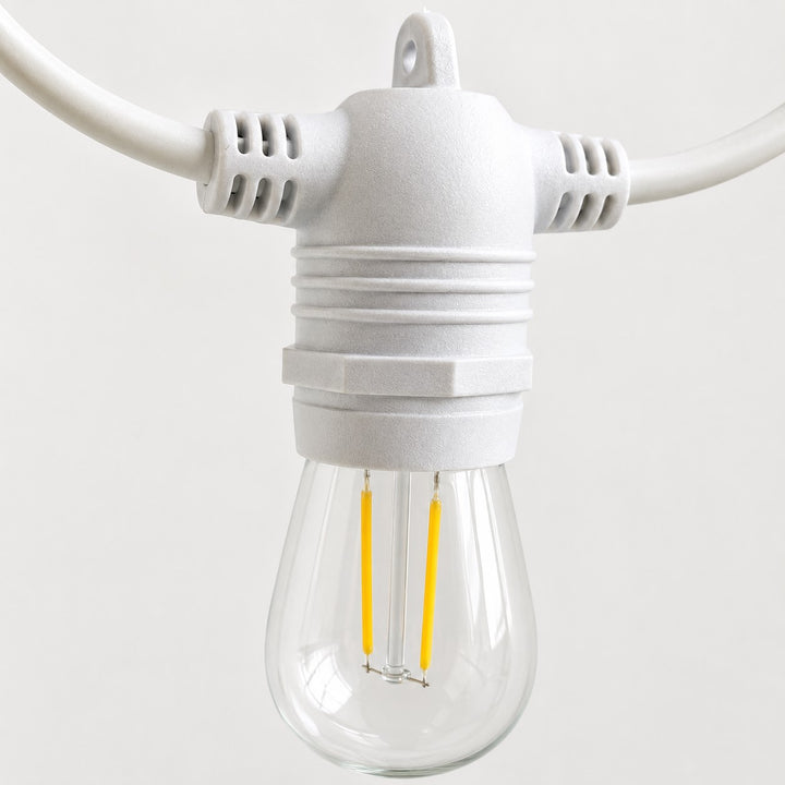 S14 Clear Bulb White Cable | 10m 10 Bulbs | Flush Mount Dimmable Festoon Lights