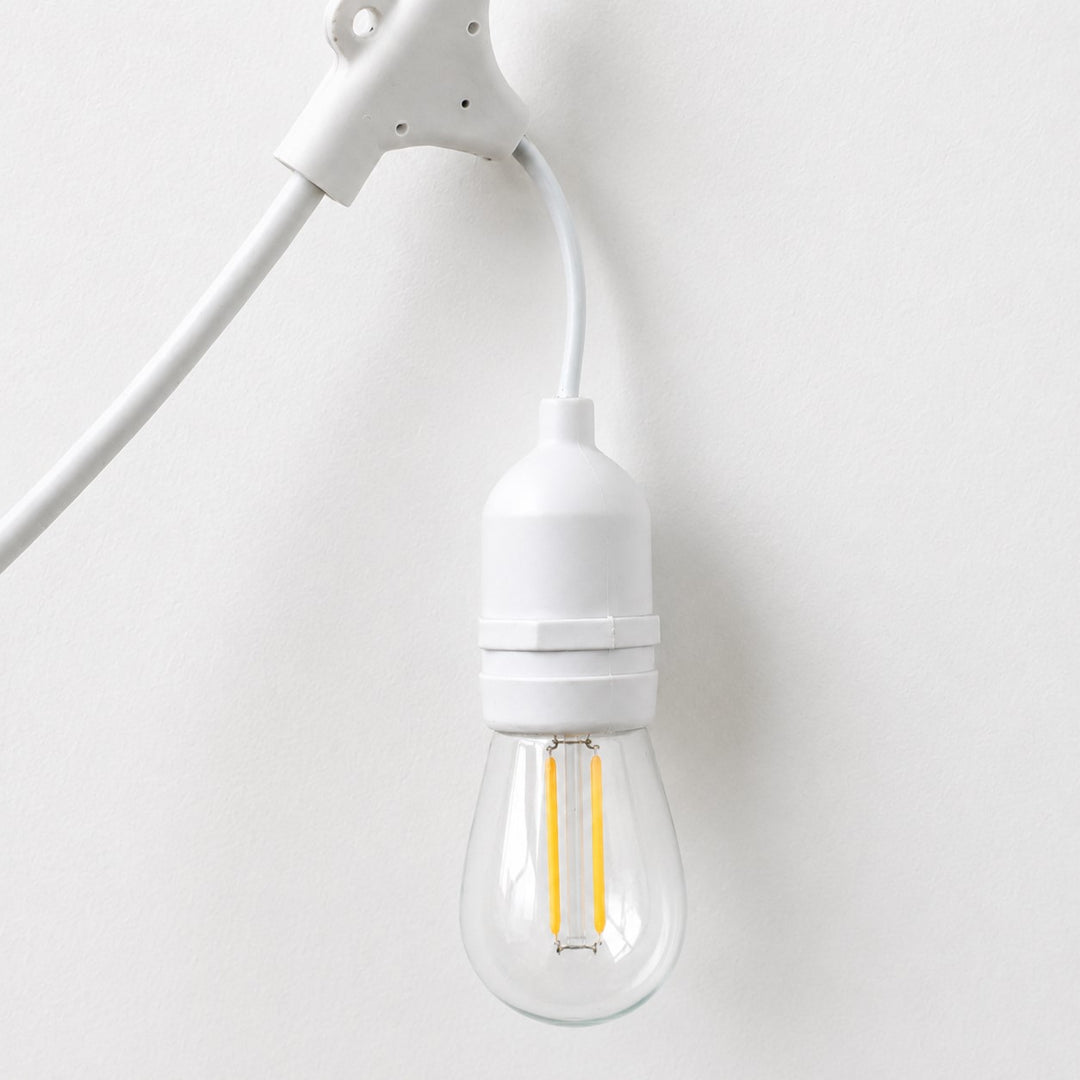 S14 Clear Bulb White Cable | 10m 10 Bulbs | Dimmable Drop Hang | White Cable