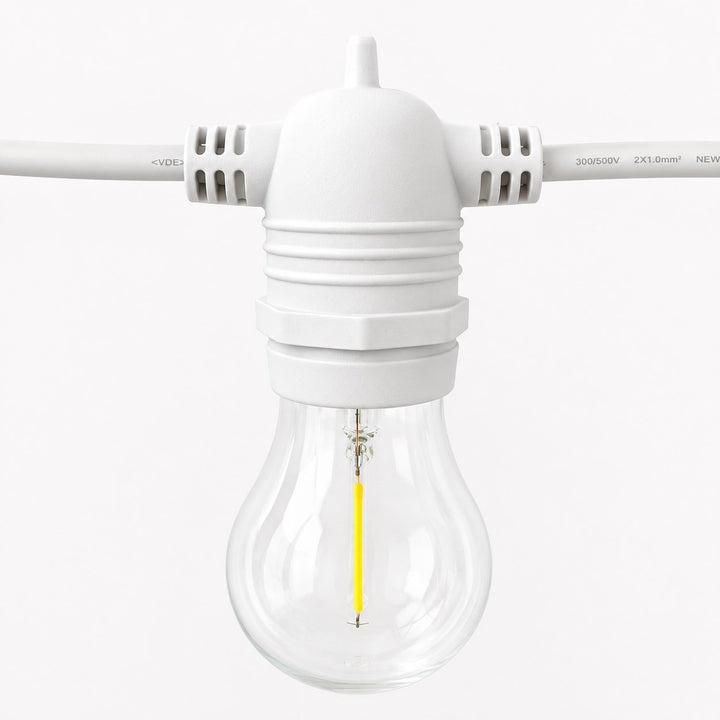 A60 Clear Bulb White Cable | 10m 10 Bulbs | Flush Mount Dimmable Festoon Lights