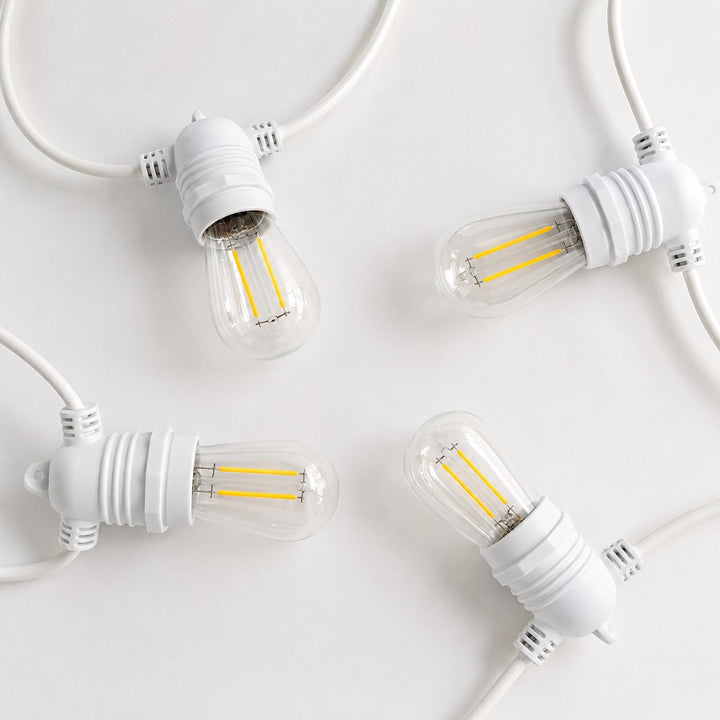 S14 Clear Bulb White Cable | 10m 10 Bulbs | Flush Mount Dimmable Festoon Lights