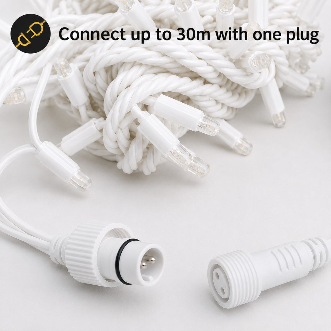Outdoor Fringe Fairy Lights | 5m White Rubber Cable| Connectable | 30cm Drops | Pro Series