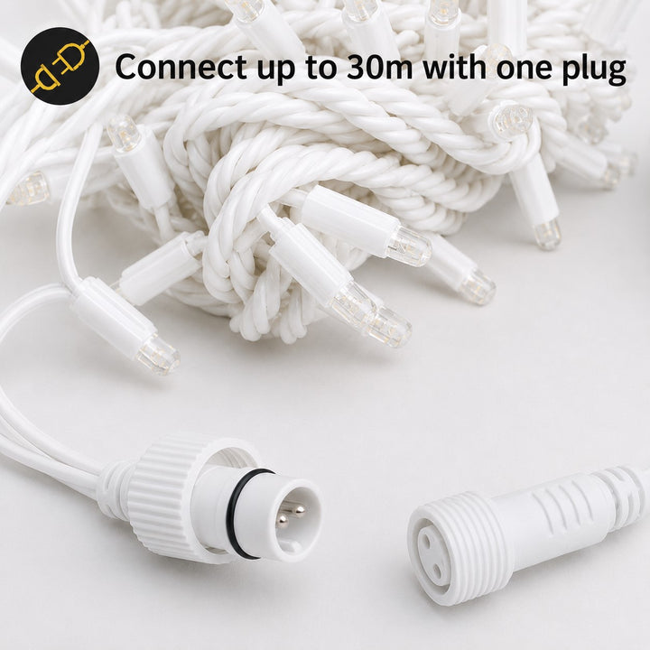 Outdoor Fringe Fairy Lights | 5m White Rubber Cable| Connectable | 30cm Drops | Pro Series