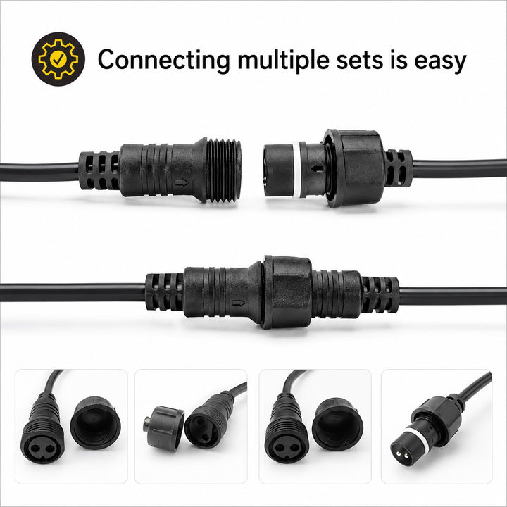 A60 Clear Bulb Festoon Lights | 10m 10 Bulbs | Flat Flush Mount