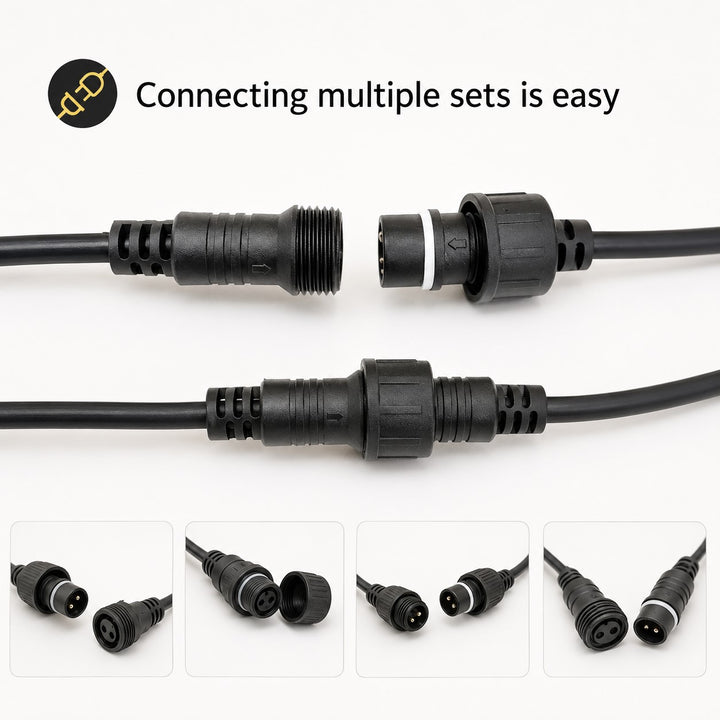 Outdoor Fringe Fairy Lights | 3m Black Rubber Cable | Connectable | 30cm Drops | Pro Series