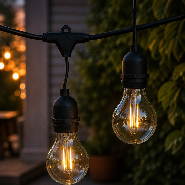A60 Clear Bulb | 5m 10 Bulbs | Drop Hang Dimmable Festoon Lights