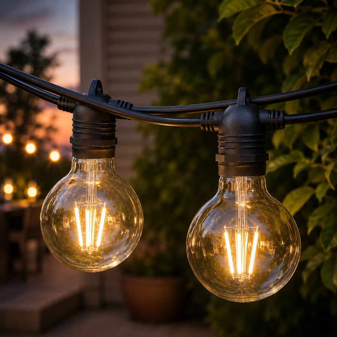 G80 Clear Bulb | 5m 10 Bulbs | Flush Mount Dimmable Festoon Lights