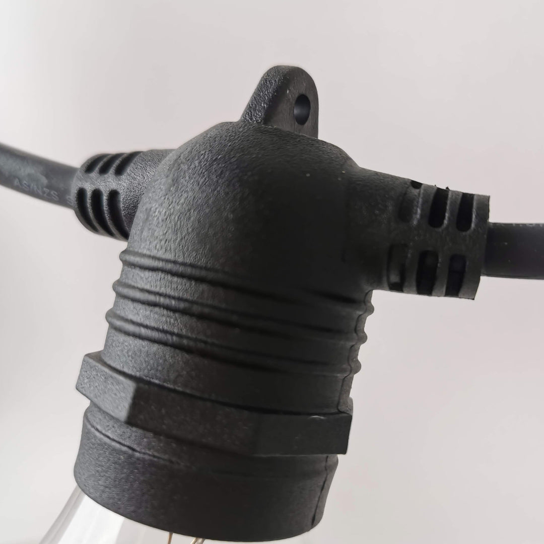 Solar S14 Festoon Lights | Flush Mount Style | 14.7m 15 Bulbs | Remote Control