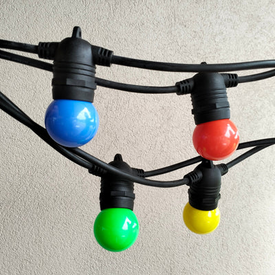 G45 Colour Festoon Lights | 10m 20 Bulbs | Flush Mount