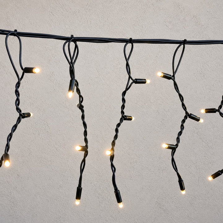 Outdoor Fringe Fairy Lights | 3m Black Rubber Cable | Connectable | 30cm Drops | Pro Series