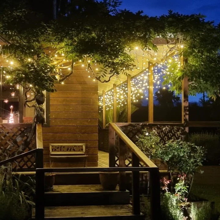 Outdoor Fringe Fairy Lights | 5m Black Rubber Cable | Connectable | 30cm Drops | Pro Series