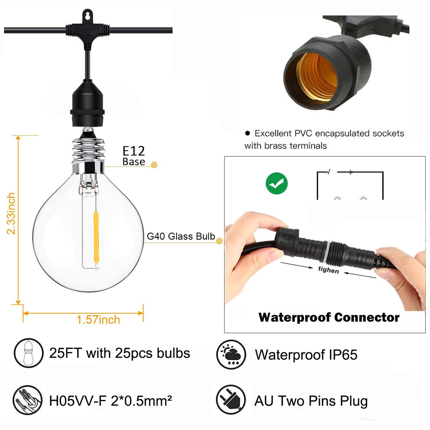 G40 festoon lights