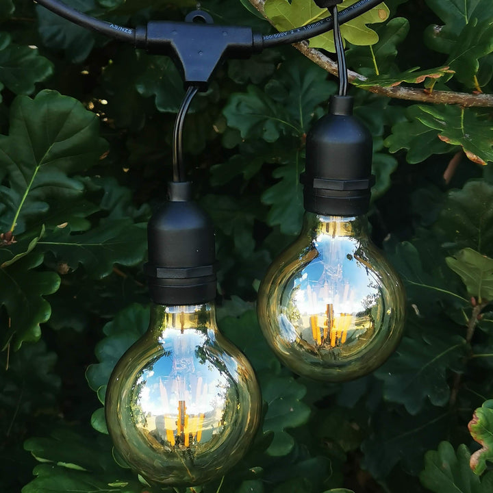G80 Amber Bulb | 15m 15 Bulbs | Drop Hang Dimmable Festoon Lights