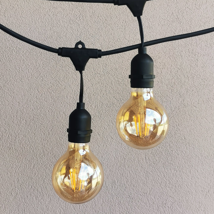 G80 Amber Bulb | 15m 15 Bulbs | Drop Hang Dimmable Festoon Lights