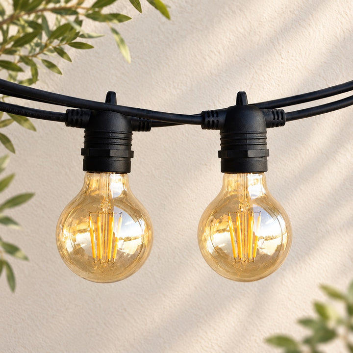 Festoon Lights | G80 Amber Bulb | 5m 10 Bulbs | Flush Mount | Connectable