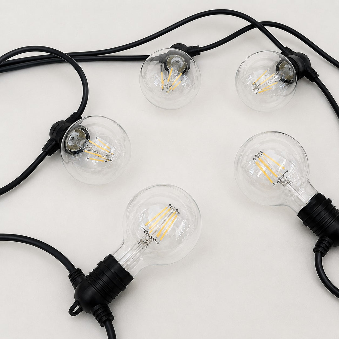 G80 Clear Bulb | 5m 10 Bulbs | Flush Mount Dimmable Festoon Lights