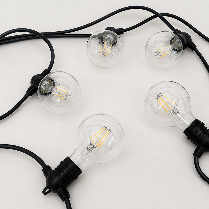 G80 Clear Bulb | 5m 10 Bulbs | Flush Mount Dimmable Festoon Lights