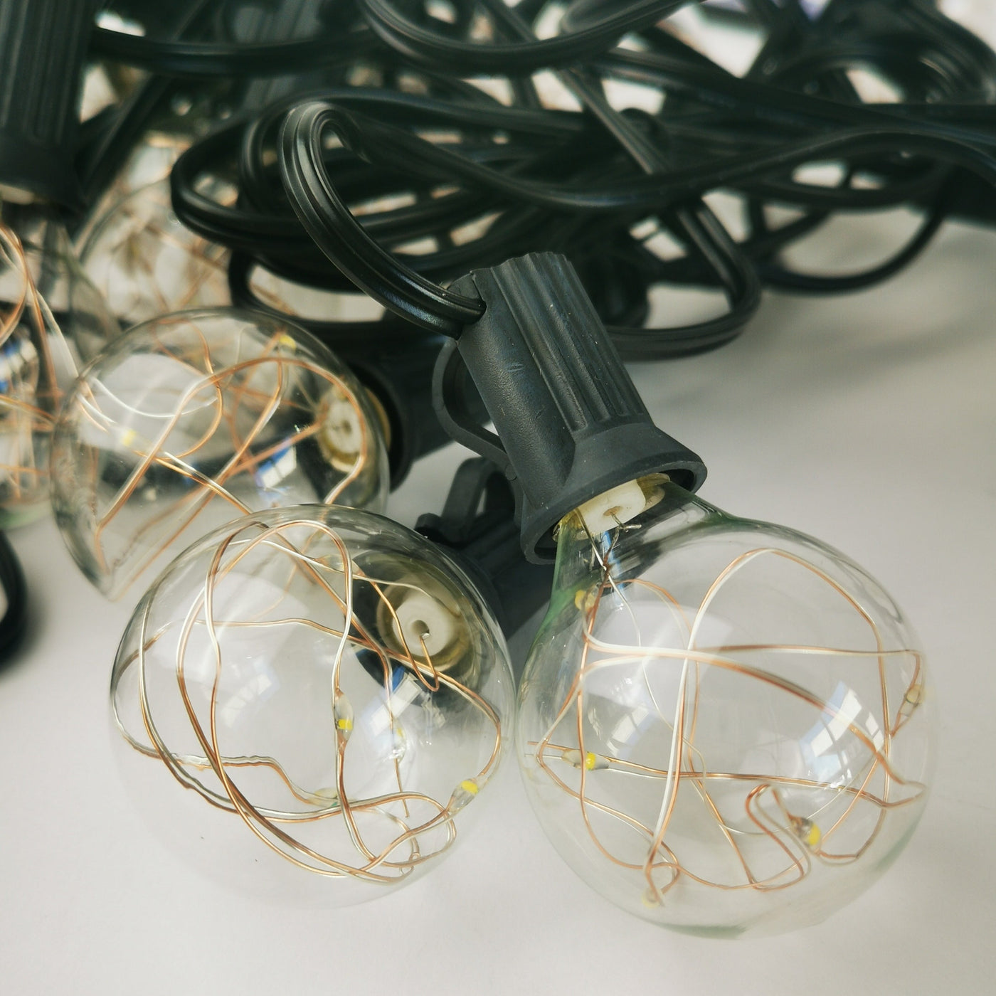 Solar G40 Festoon Lights | 7.6m 25 Bulbs | Copper Wire | Remote Control