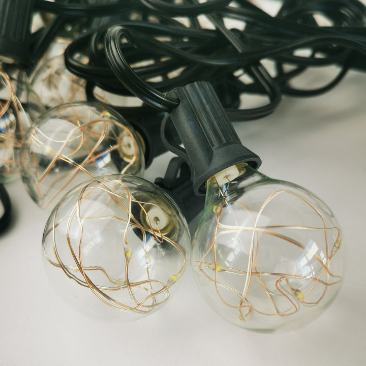 G40 Copper Wire Bulbs | 12m 30 Bulbs | Flush Mount Low Voltage Festoon Lights