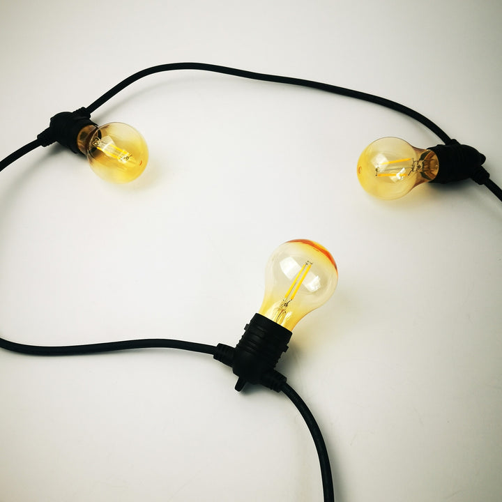 A60 Amber Bulb | 5m 10 Bulbs | Flush Mount Dimmable Festoon Lights