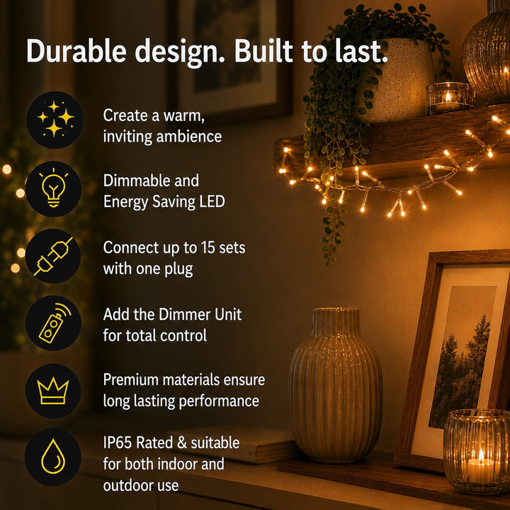 Indoor & Outdoor Fairy Lights | 10m | Connectable | Clear PVC Cable | Core Series