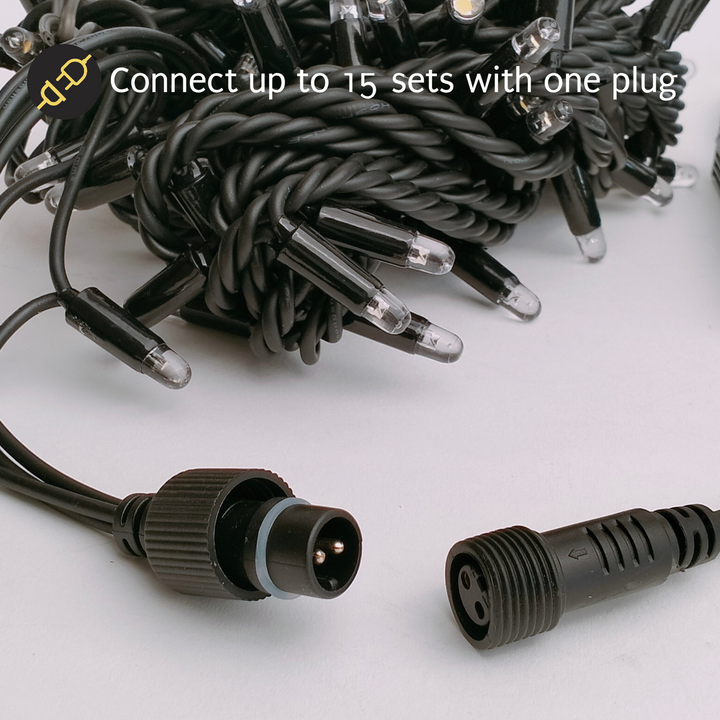 Outdoor Fairy Lights | 10m Black Rubber Cable Connectable | Pro Series