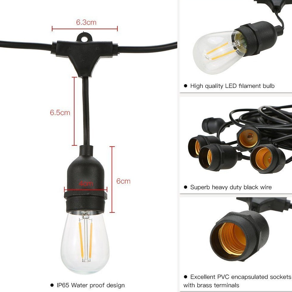 Drop Hang | 10m 20 Bulbs | S14 2w | Dimmable Festoon Lights