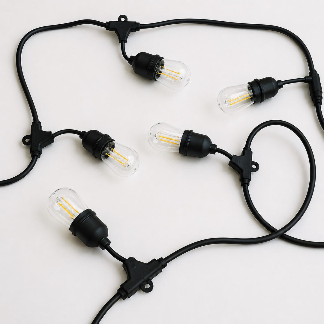 S14 Clear Bulb | 5m 10 Bulbs | Drop Hang | Dimmable Festoon Lights