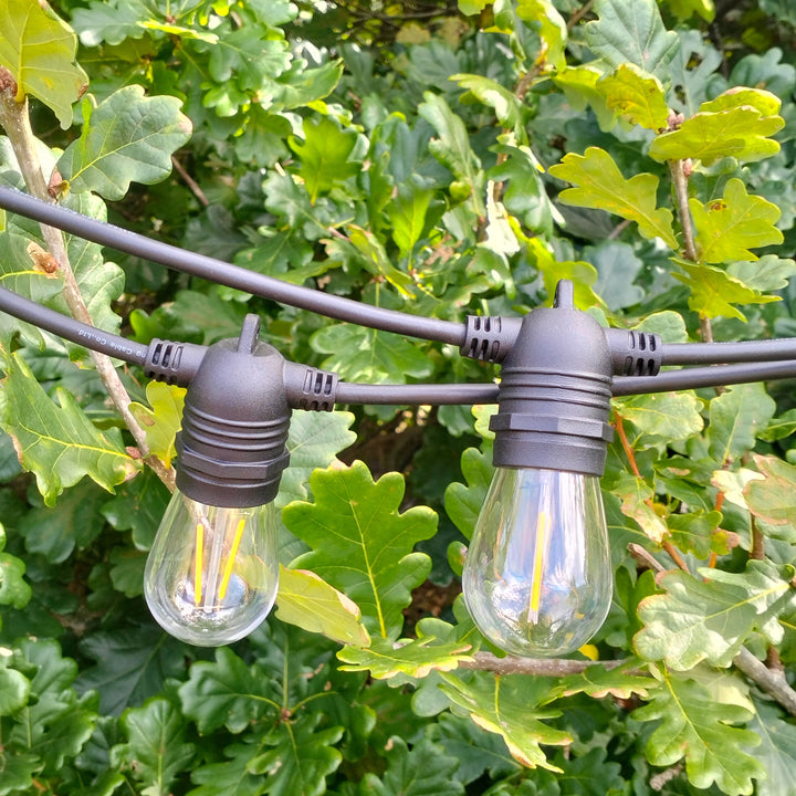 Solar S14 Festoon Lights | Flush Mount Style | 14.7m 15 Bulbs | Remote Control