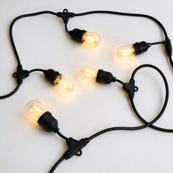 S14 Clear Bulb | 5m 10 Bulbs | Drop Hang | Dimmable Festoon Lights