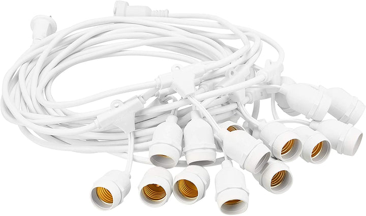 S14 Glass Bulb | 10m 10 Bulbs | Non Dimmable Drop Hang | White Cable