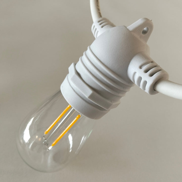 S14 Clear Bulb White Cable | 10m 10 Bulbs | Flush Mount Dimmable Festoon Lights