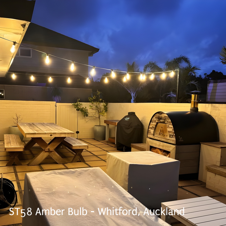 ST58 Amber Bulb | 10m 20 Bulbs | Drop Hang Dimmable Festoon Lights
