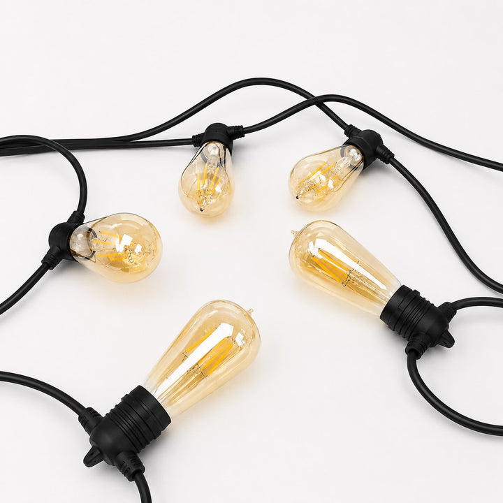 ST58 Amber Bulb | 10m 10 Bulbs | Flush Mount Dimmable Festoon Lights