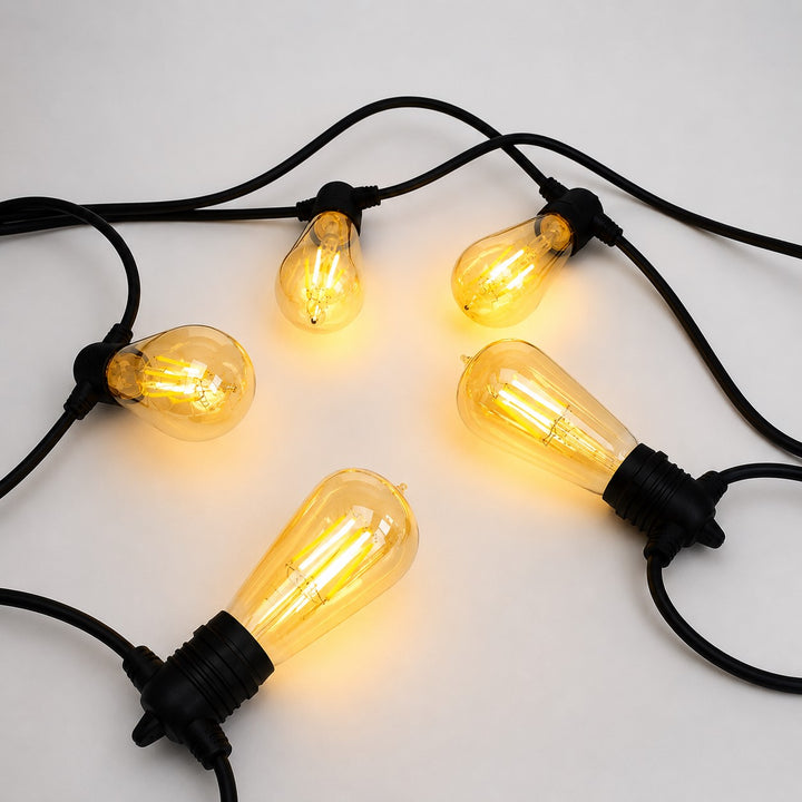 ST58 Amber Bulb | 10m 10 Bulbs | Flush Mount Dimmable Festoon Lights