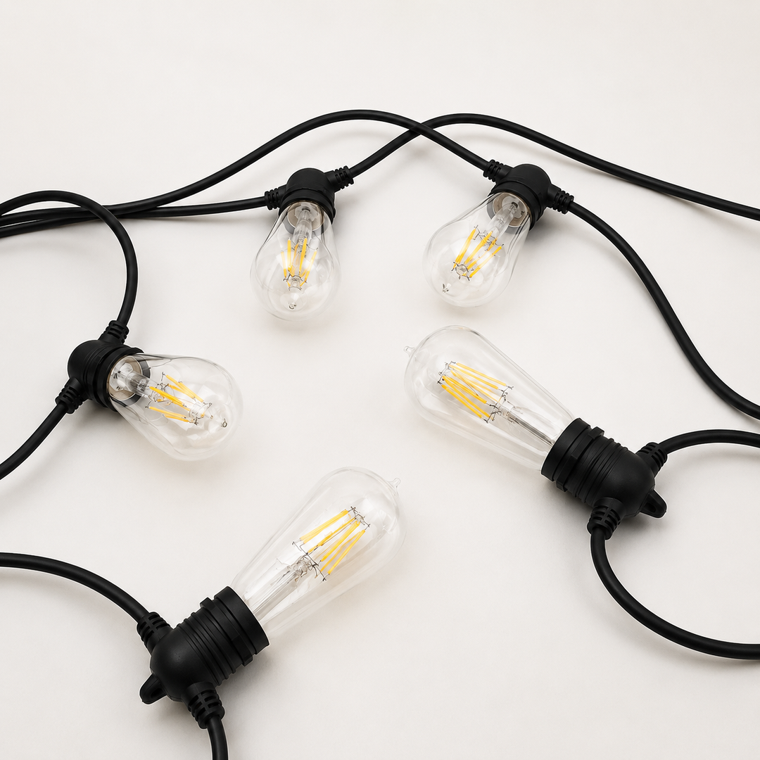 ST58 Clear Bulb | 5m 10 Bulbs | Flush Mount Dimmable Festoon Lights