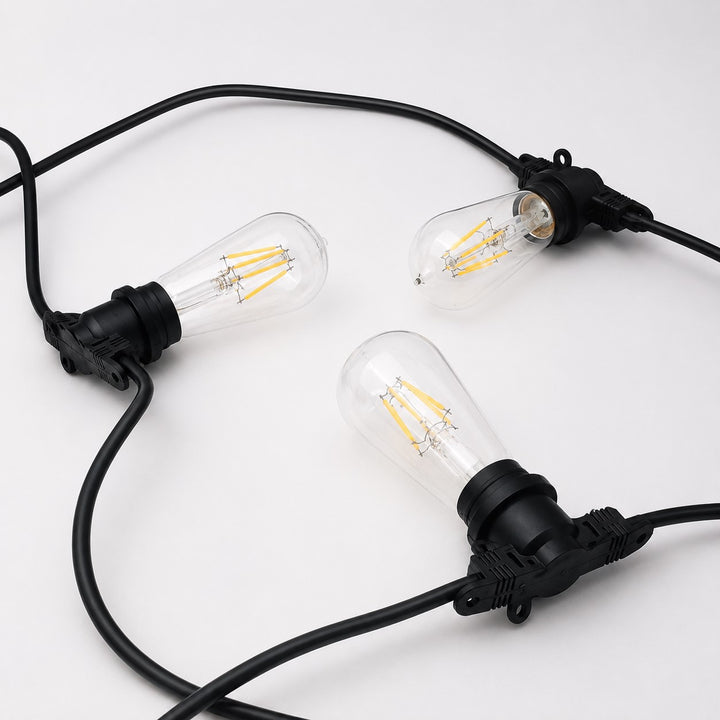 Festoon Lights | ST58 Clear Bulb | 10m 10 Bulbs | Flat Flush Mount | Connectable
