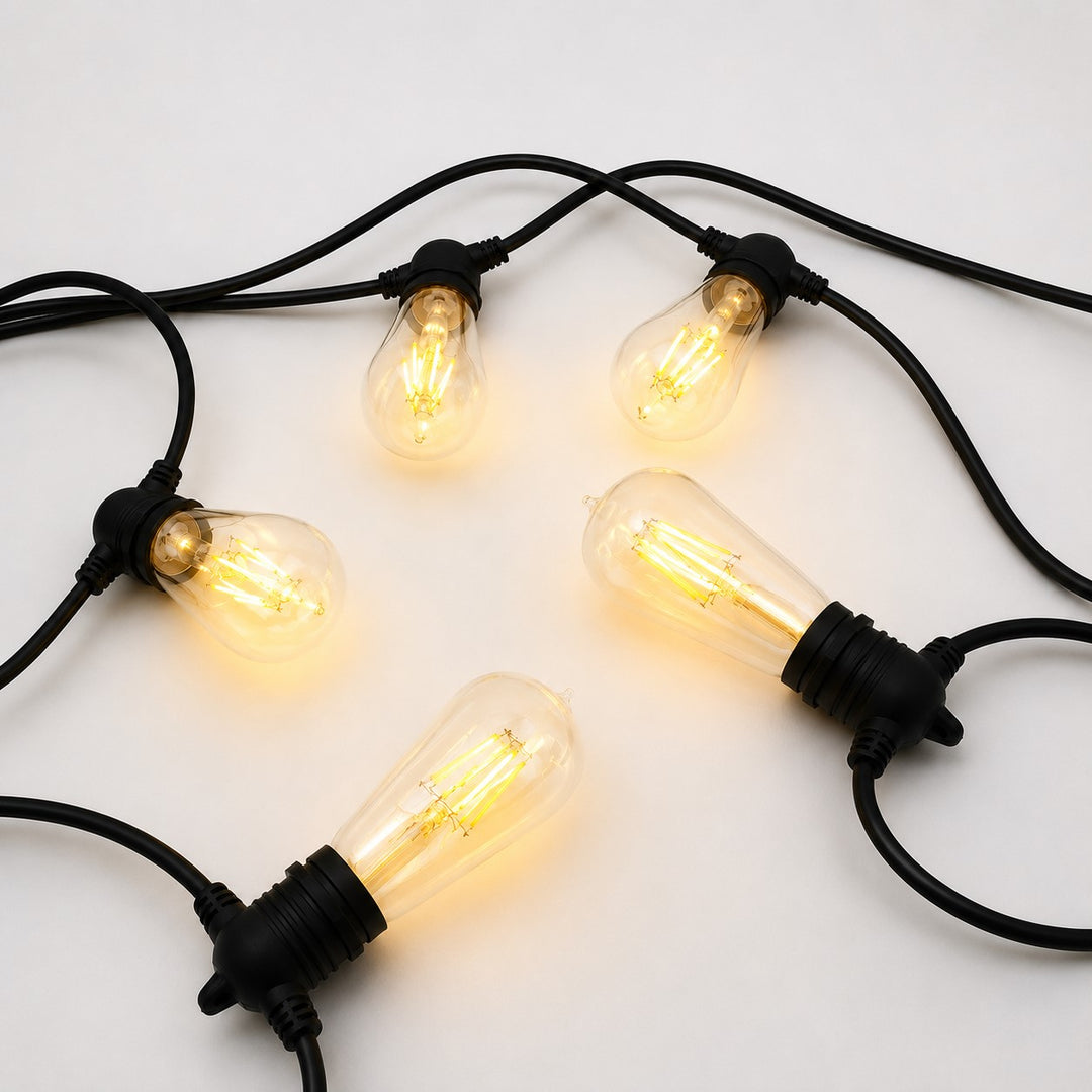 ST58 Clear Bulb | 5m 10 Bulbs | Flush Mount Dimmable Festoon Lights