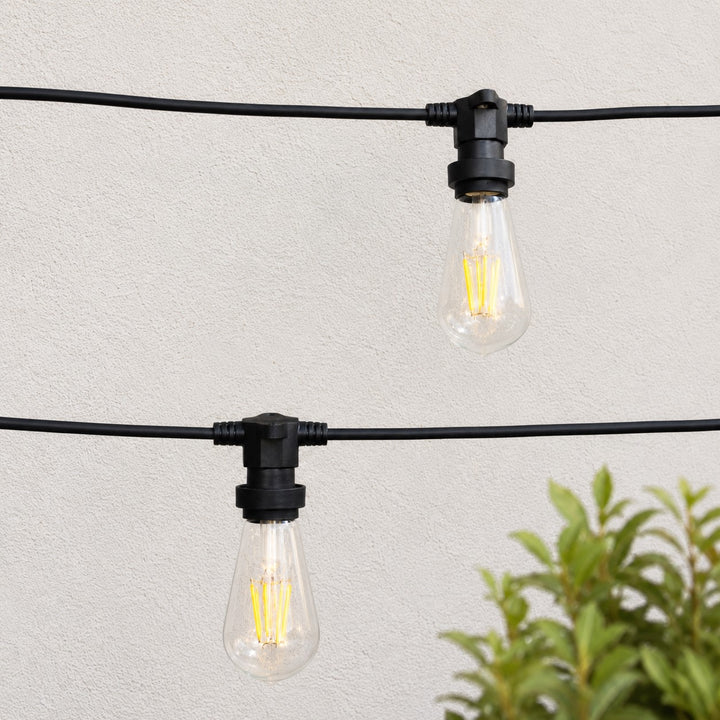 Festoon Lights | ST58 Clear Bulb | 10m 10 Bulbs | Flat Flush Mount | Connectable