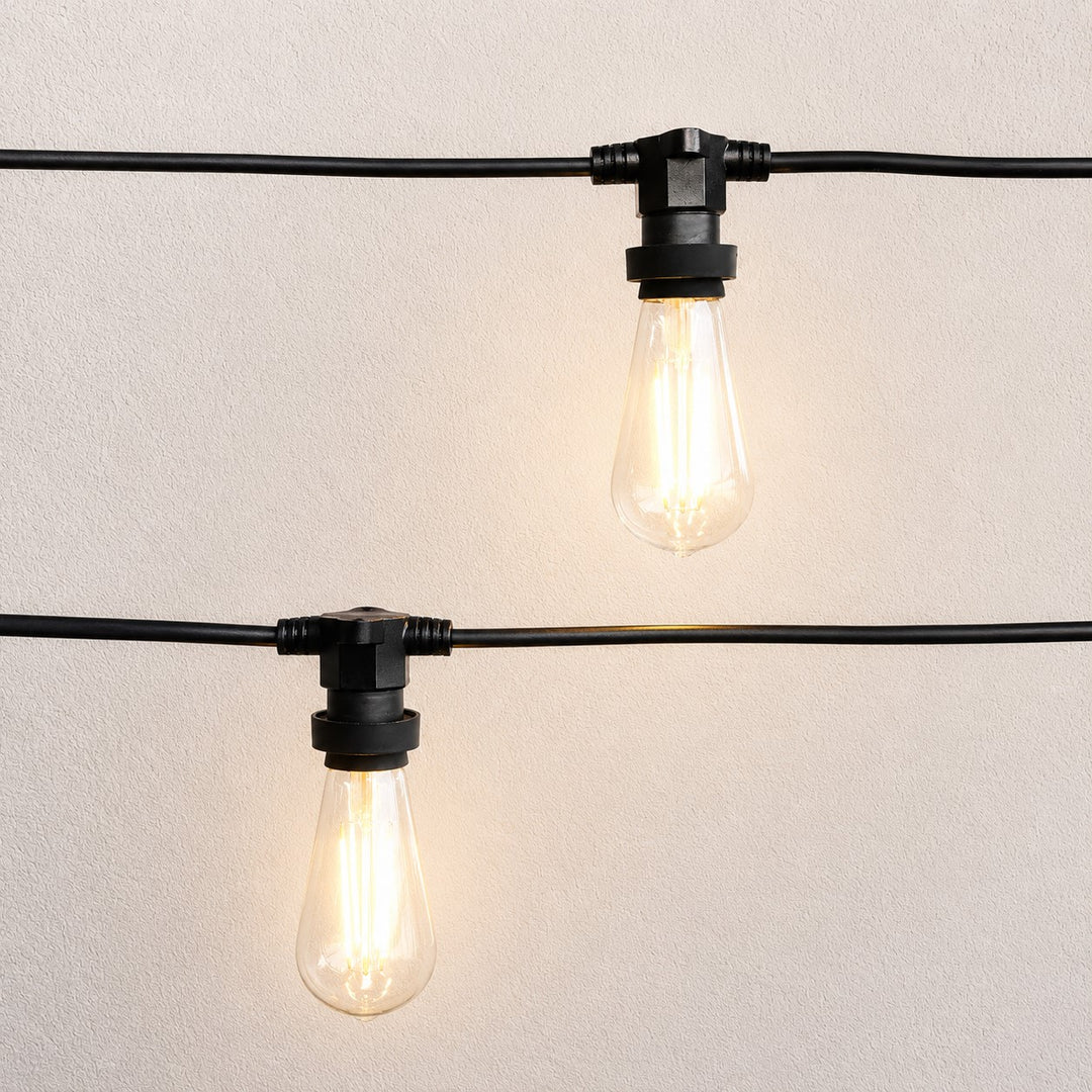 Festoon Lights | ST58 Clear Bulb | 10m 10 Bulbs | Flat Flush Mount | Connectable