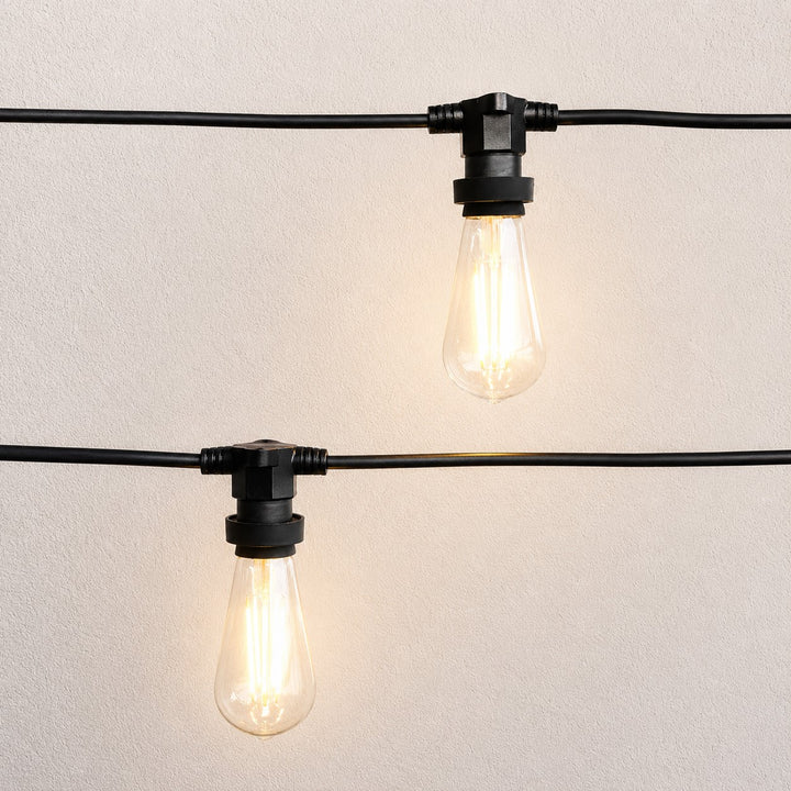 Festoon Lights | ST58 Clear Bulb | 10m 10 Bulbs | Flat Flush Mount | Connectable