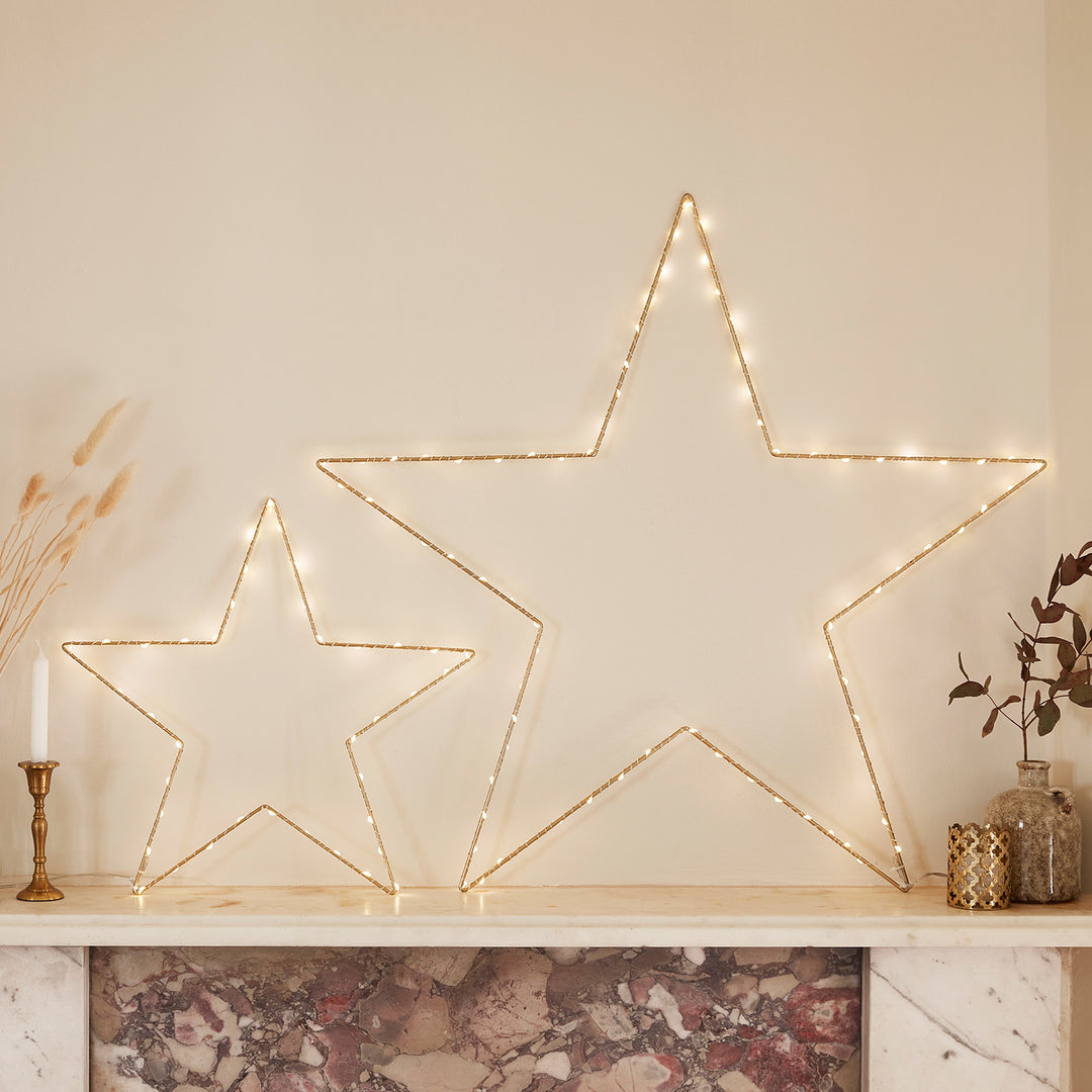 Small & Large Gold Star Fairy Lights | USB | Decorative Indoor