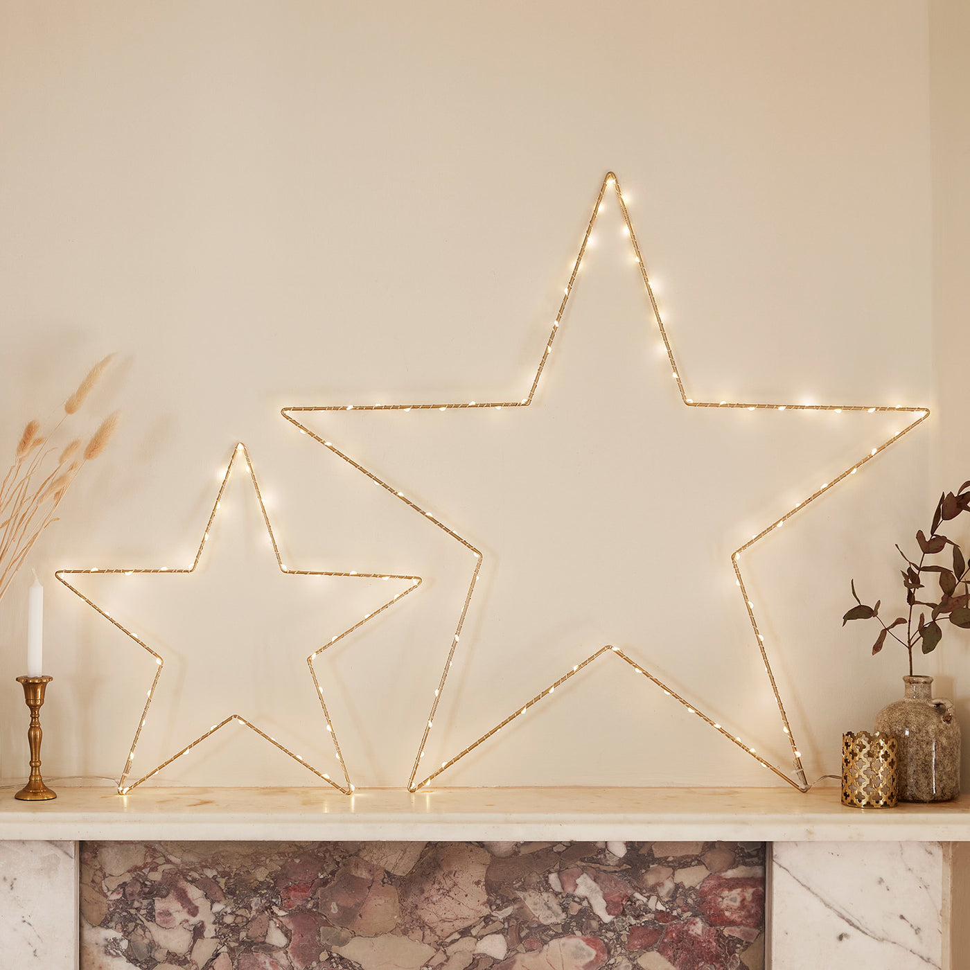 Decorative Indoor Fairy Lights | Small & Large Gold Star